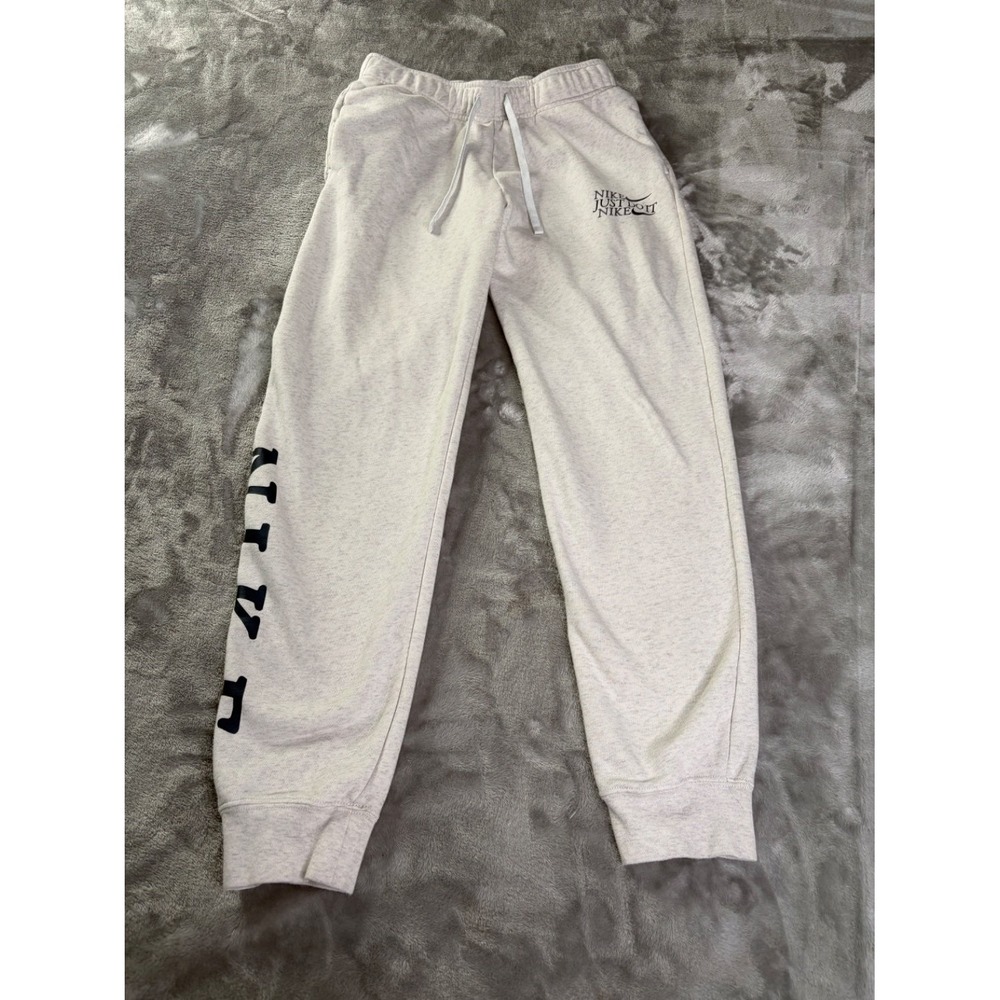 Nike Fleece Sweatpants Just Do It Mens S Gray Ribbed Ankle Cuffs Interior Cuffed